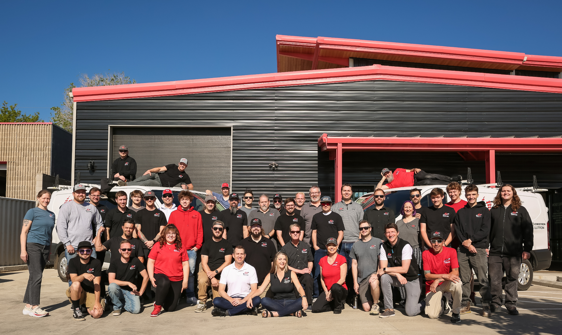 The Precision Media AV team outside our Denver headquarters