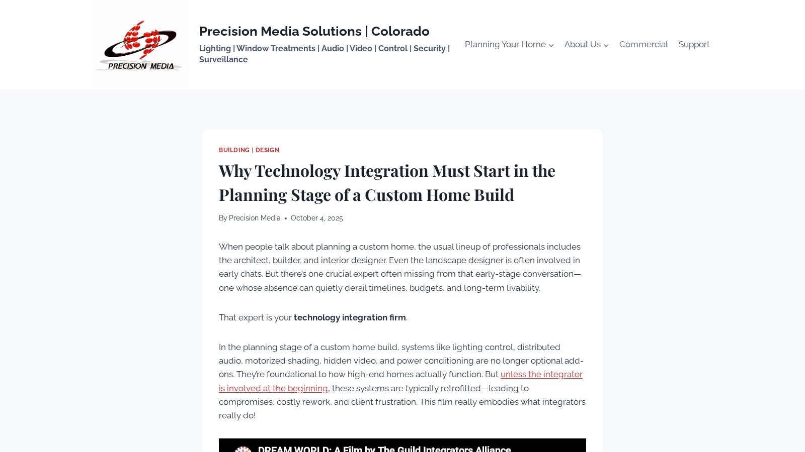Why Technology Integration Must Start in the Planning Stage of a Custom Home Build
