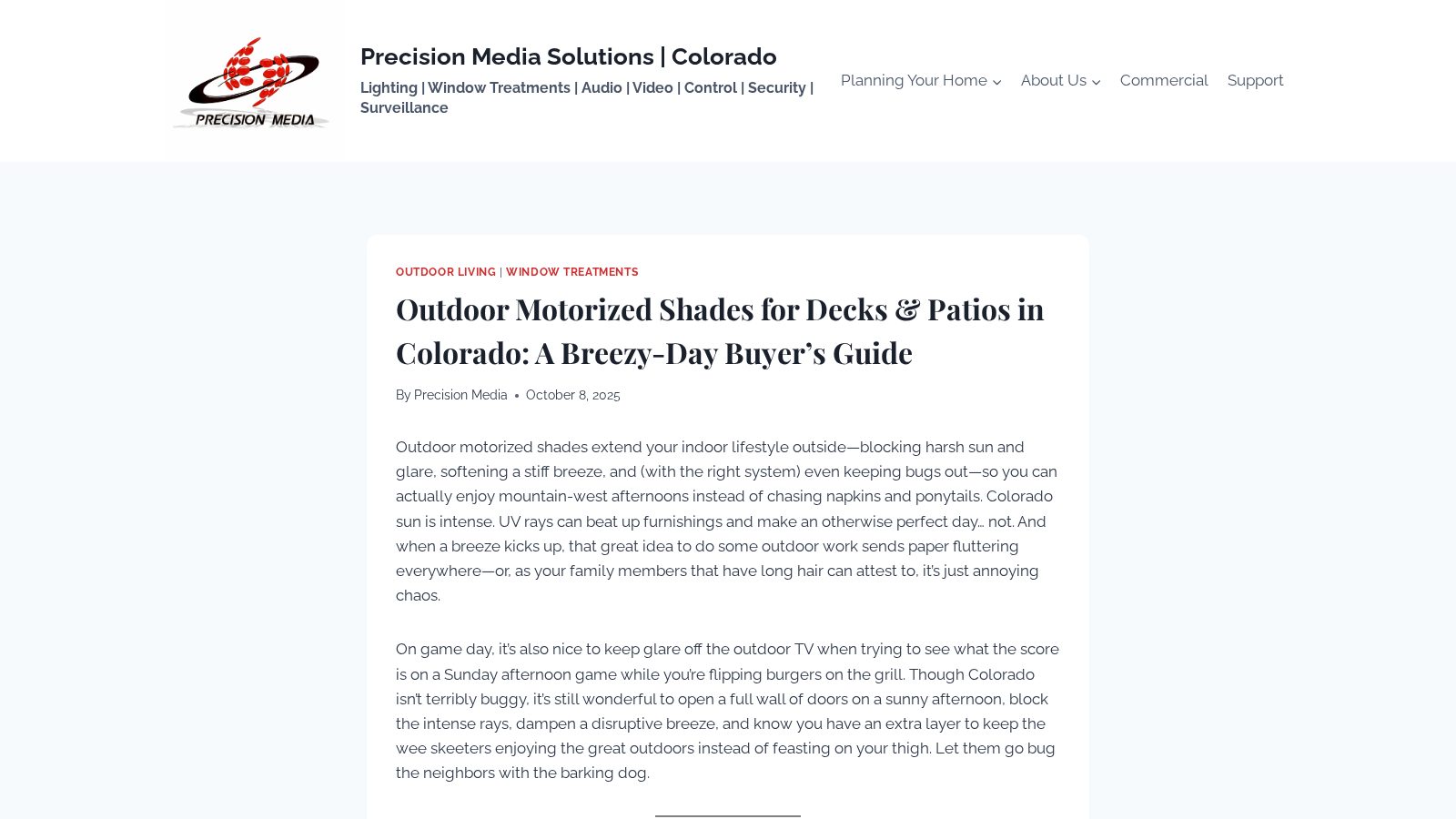 Outdoor Motorized Shades for Decks &amp; Patios in Colorado: A Breezy-Day Buyer’s Guide